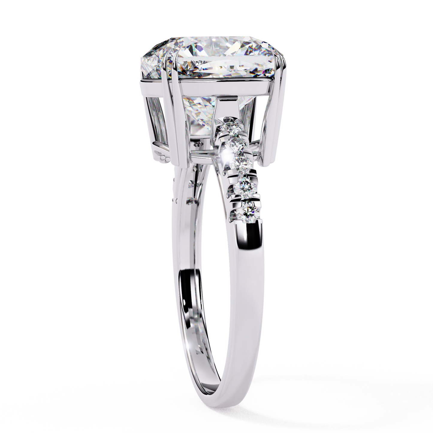 14K White Gold 5.23 CTW IGI Certified Cushion Lab Grown Diamond Engagement Ring