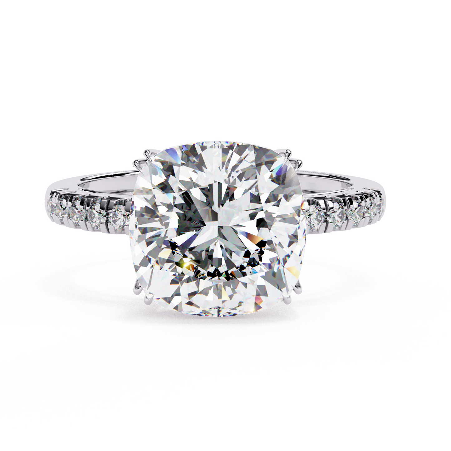 14K White Gold 5.23 CTW IGI Certified Cushion Lab Grown Diamond Engagement Ring