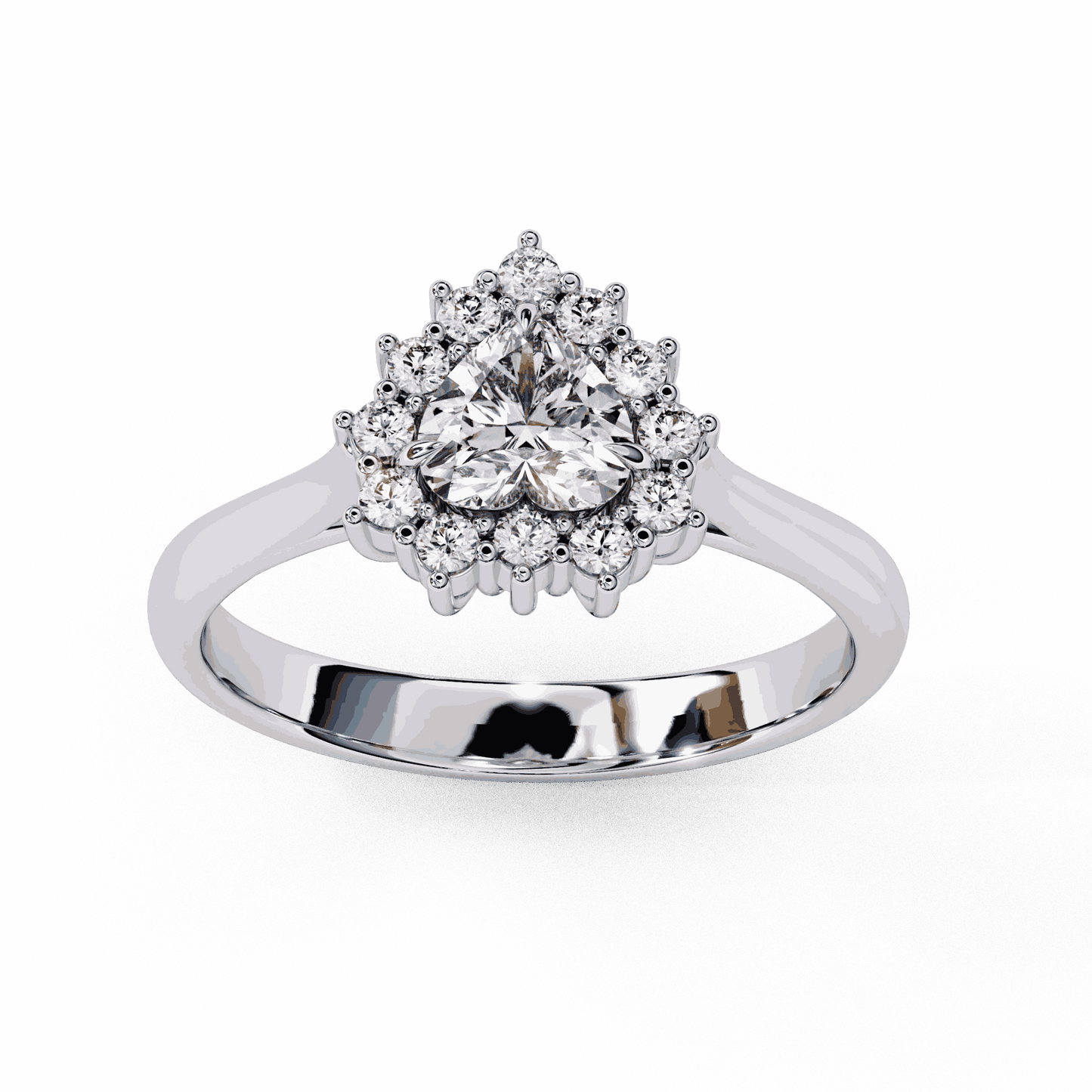Heart Cut Lab Grown Diamond Halo Engagement Ring with Vintage Scalloped Halo