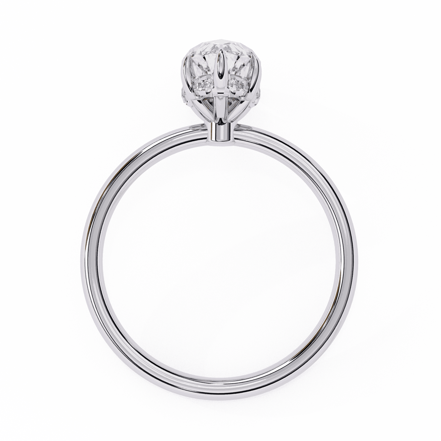 Marquise Cut Lab Grown Diamond Halo Engagement Ring with Hidden Pavé and V Tip Prongs