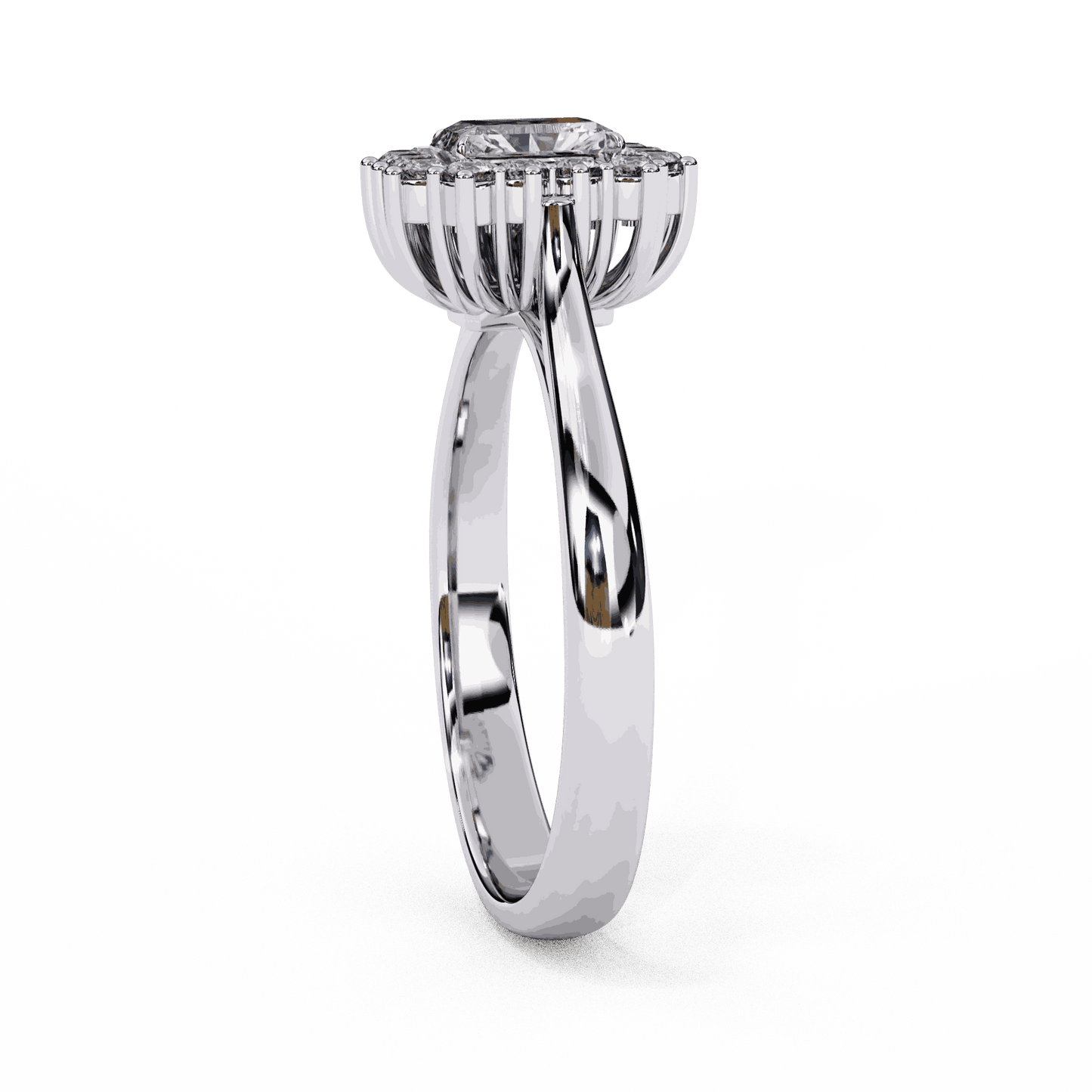 Emerald Cut Lab Grown Diamond Halo Engagement Ring with Vintage Art Deco Halo
