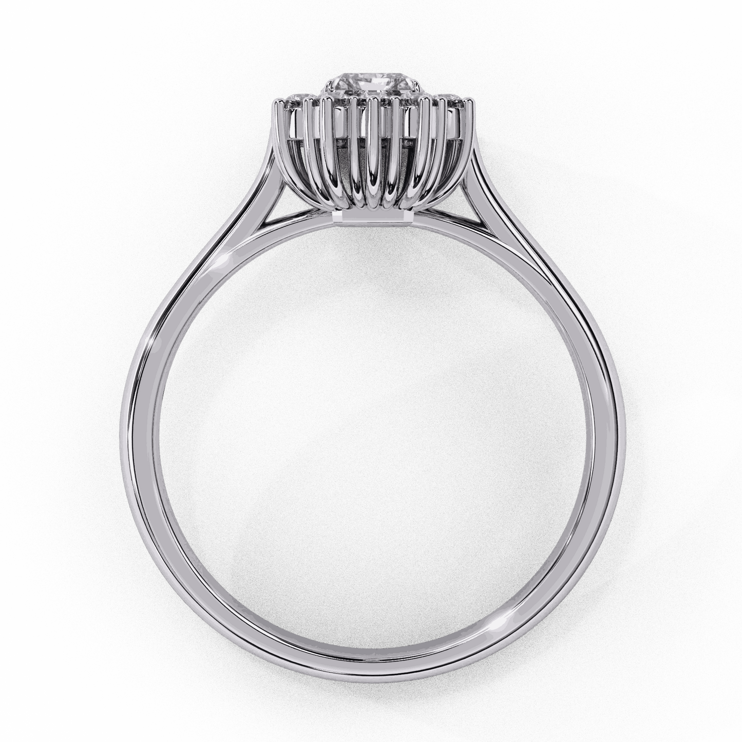 Emerald Cut Lab Grown Diamond Halo Engagement Ring with Vintage Art Deco Halo