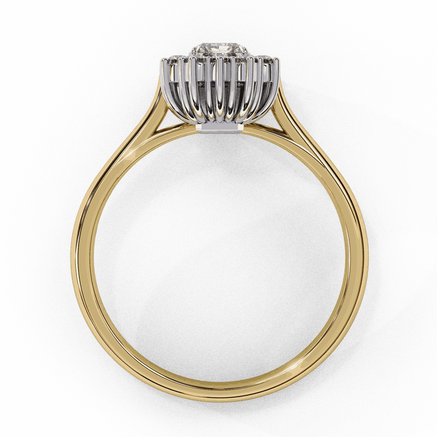 Emerald Cut Lab Grown Diamond Halo Engagement Ring with Vintage Art Deco Halo