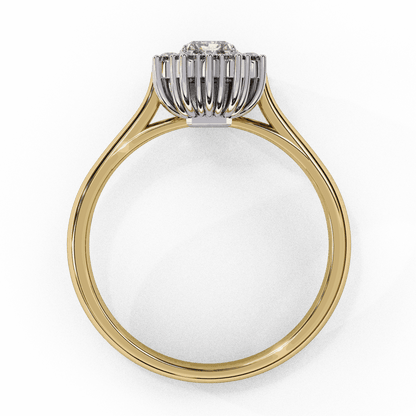 Emerald Cut Lab Grown Diamond Halo Engagement Ring with Vintage Art Deco Halo