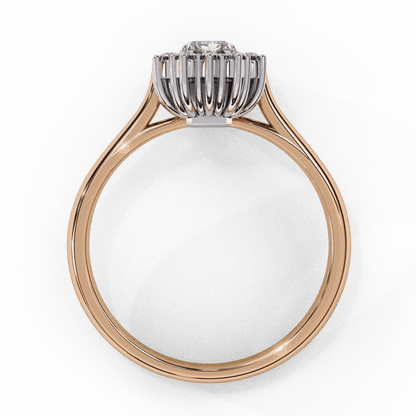Emerald Cut Lab Grown Diamond Halo Engagement Ring with Vintage Art Deco Halo
