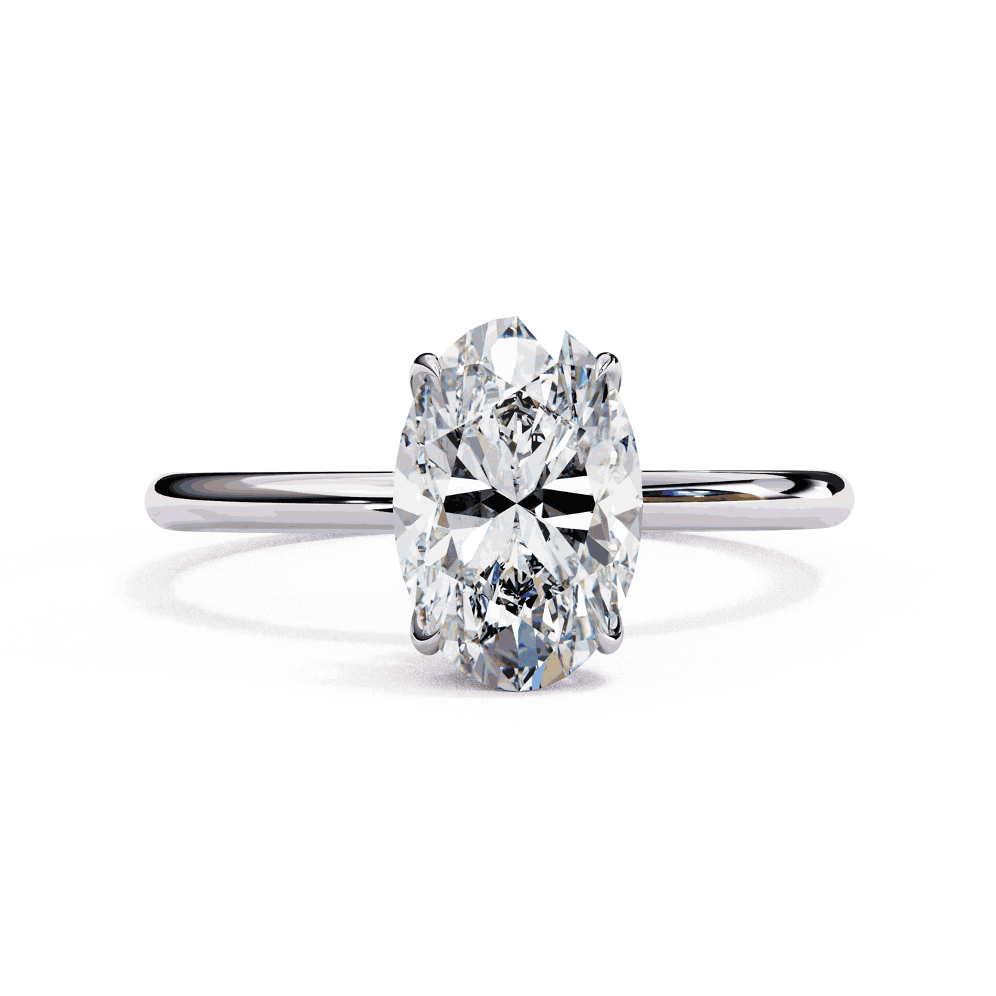 Oval Cut Lab Grown Diamond Halo Engagement Ring with Hidden Pavé and Double Claw Prongs