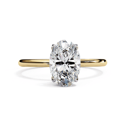 Oval Cut Lab Grown Diamond Halo Engagement Ring with Hidden Pavé and Double Claw Prongs