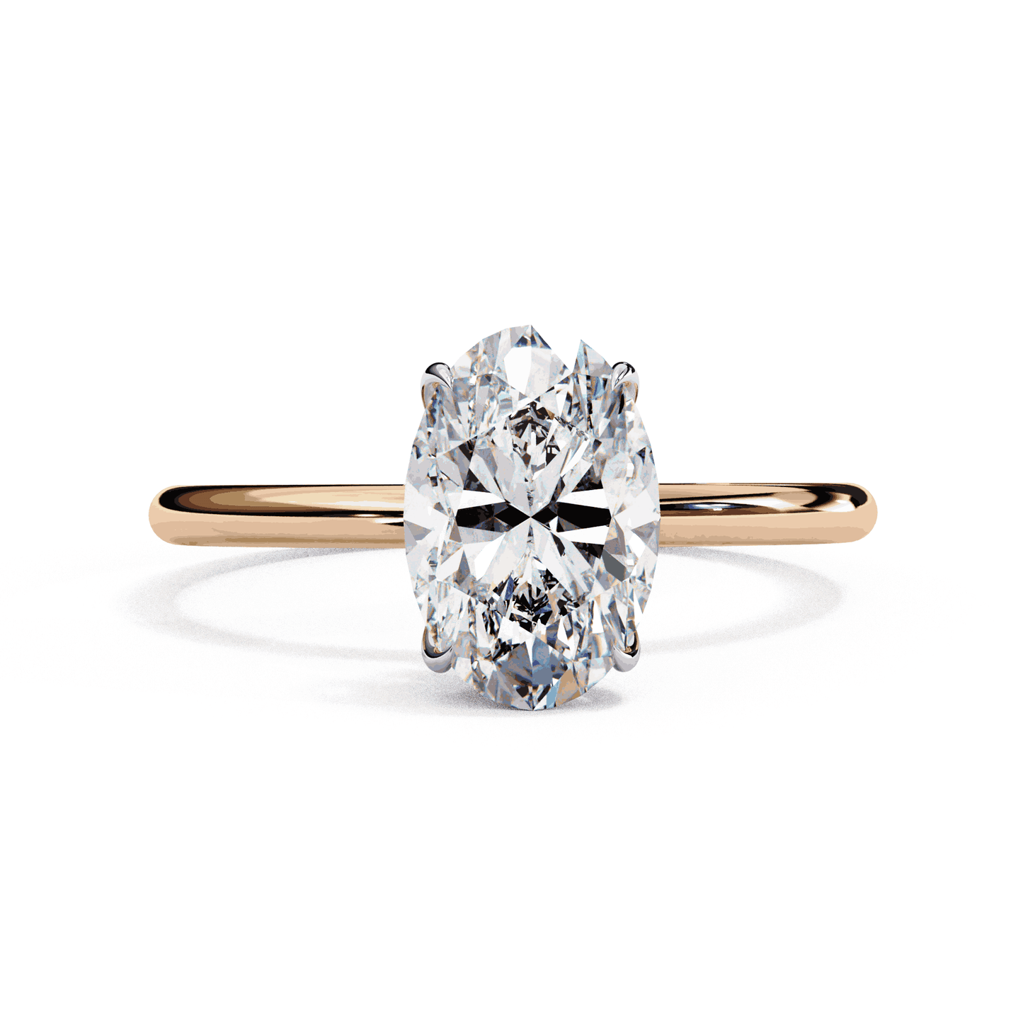 Oval Cut Lab Grown Diamond Halo Engagement Ring with Hidden Pavé and Double Claw Prongs