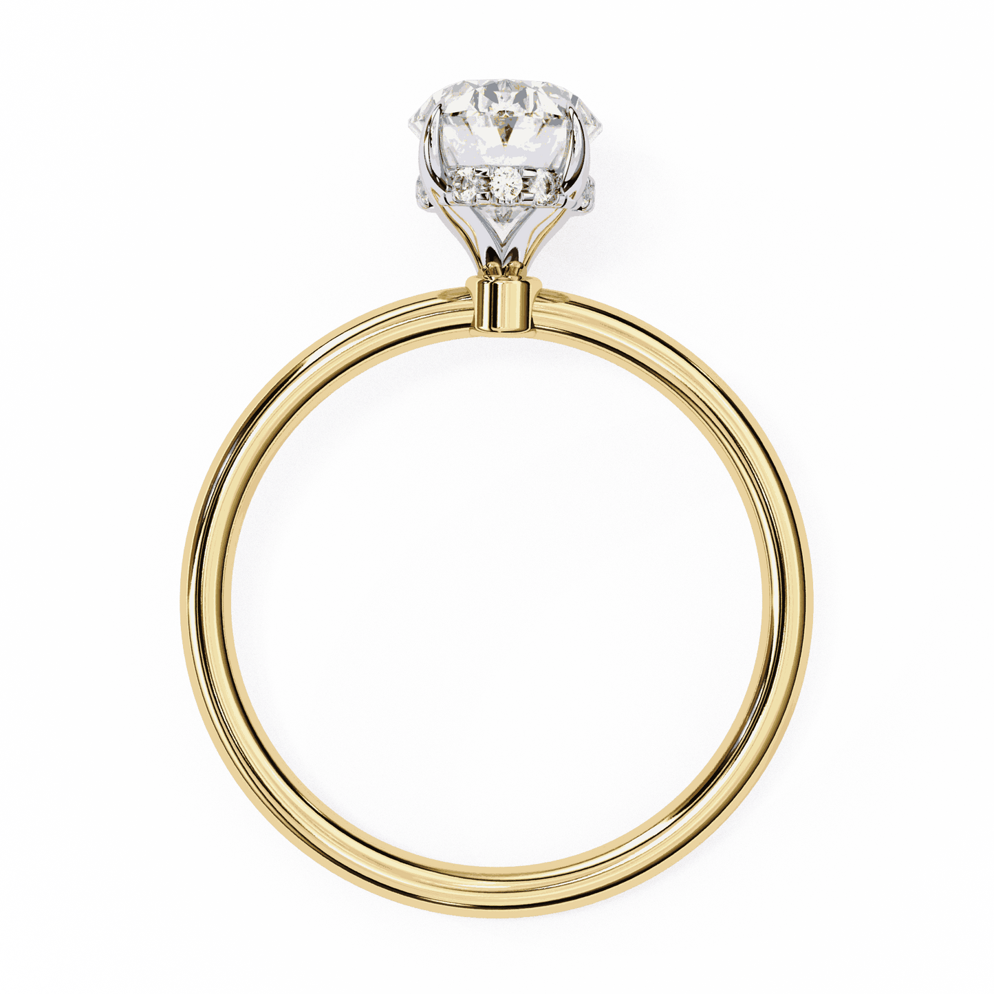 Oval Cut Lab Grown Diamond Halo Engagement Ring with Hidden Pavé and Double Claw Prongs