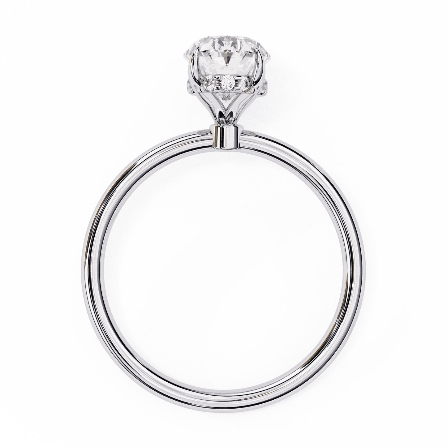 Oval Cut Lab Grown Diamond Halo Engagement Ring with Hidden Pavé and Double Claw Prongs