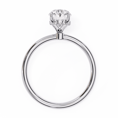 Oval Cut Lab Grown Diamond Halo Engagement Ring with Hidden Pavé and Double Claw Prongs