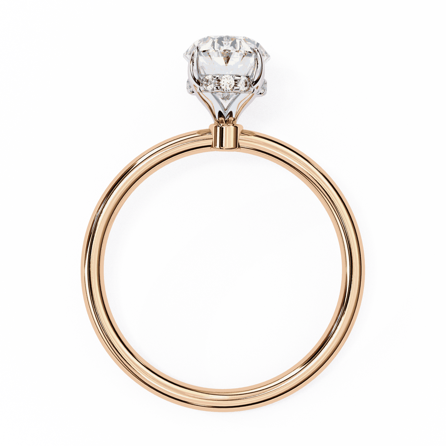 Oval Cut Lab Grown Diamond Halo Engagement Ring with Hidden Pavé and Double Claw Prongs