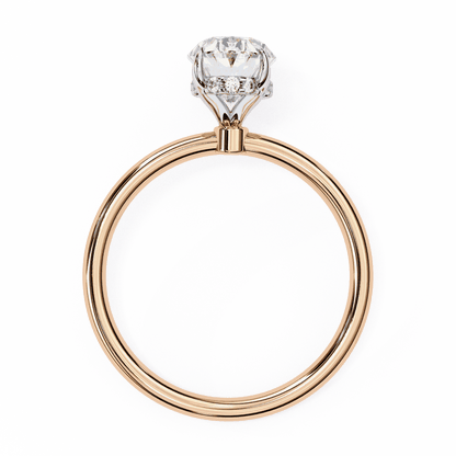 Oval Cut Lab Grown Diamond Halo Engagement Ring with Hidden Pavé and Double Claw Prongs