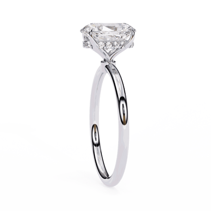 Oval Cut Lab Grown Diamond Halo Engagement Ring with Hidden Pavé and Double Claw Prongs
