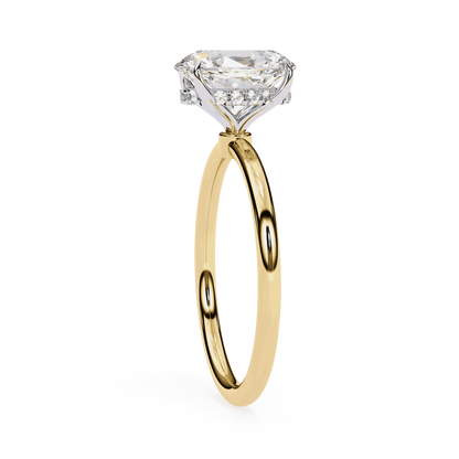 Oval Cut Lab Grown Diamond Halo Engagement Ring with Hidden Pavé and Double Claw Prongs
