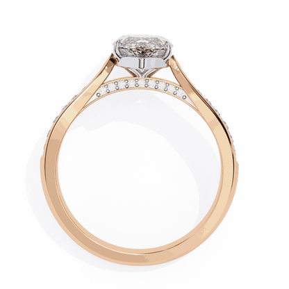 Marquise Cut Lab Grown Diamond Side Stone Engagement Ring with Pavé Set Shoulders