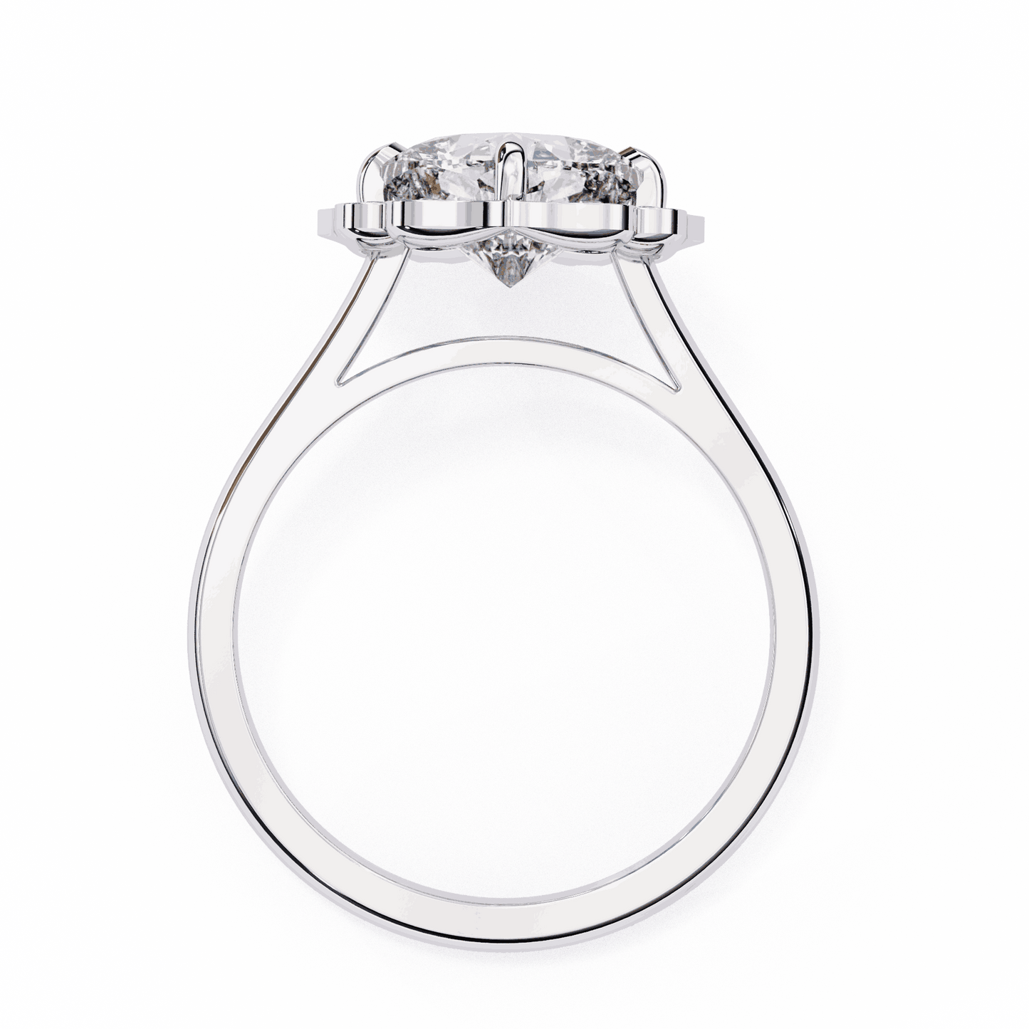 Cushion Cut Lab Grown Diamond Halo Engagement Ring with Vintage Floral Petal Halo