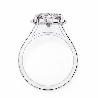 Cushion Cut Lab Grown Diamond Halo Engagement Ring with Vintage Floral Petal Halo