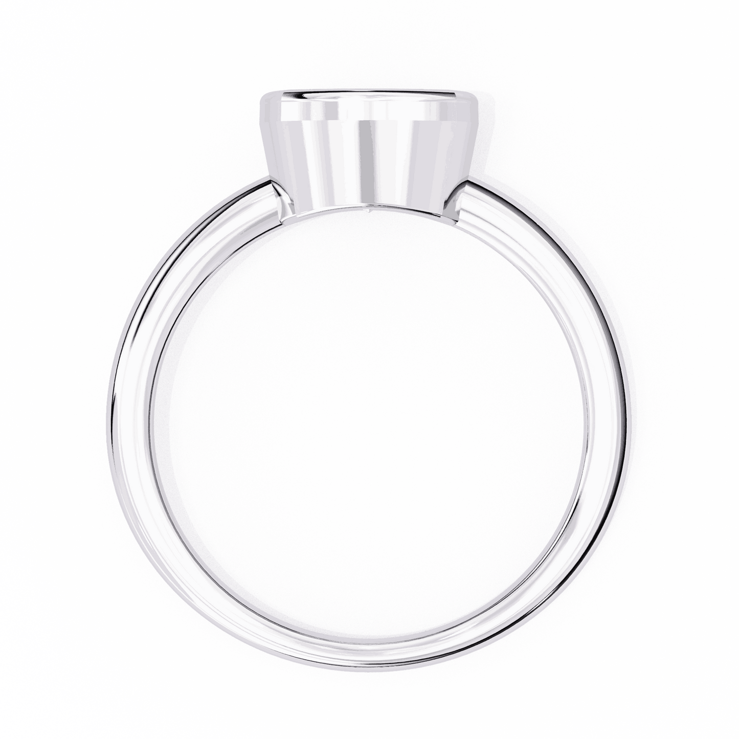 Cushion Cut Lab Grown Diamond Bezel Engagement Ring with Two Tone Plain Band
