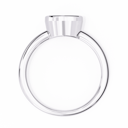 Cushion Cut Lab Grown Diamond Bezel Engagement Ring with Two Tone Plain Band