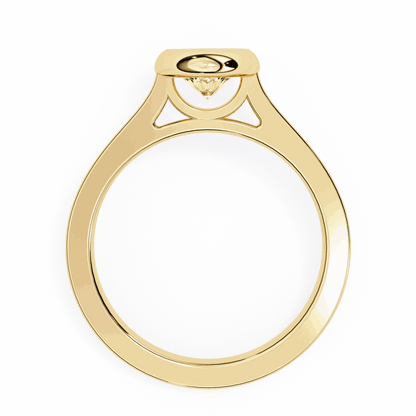 Round Cut Lab Grown Diamond Bezel Engagement Ring with Flat Modern Band