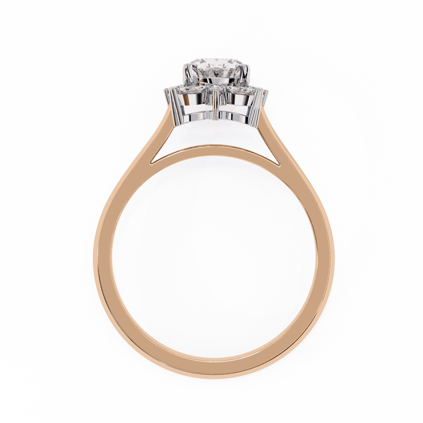 Oval Cut Lab Grown Diamond Halo Engagement Ring with Marquise and Round Floral Cluster