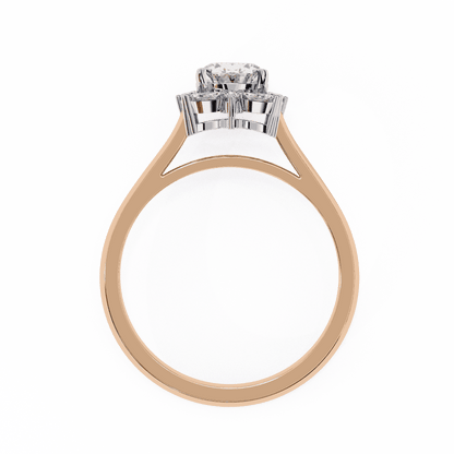 Oval Cut Lab Grown Diamond Halo Engagement Ring with Marquise and Round Floral Cluster