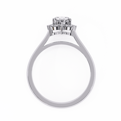 Oval Cut Lab Grown Diamond Halo Engagement Ring with Marquise and Round Floral Cluster