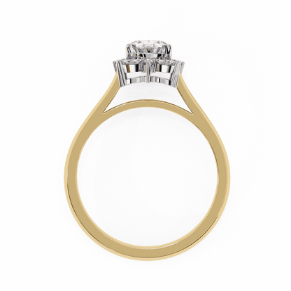 Oval Cut Lab Grown Diamond Halo Engagement Ring with Marquise and Round Floral Cluster