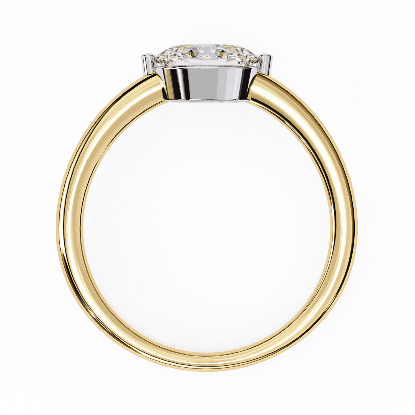 Oval Cut Lab Grown Diamond Solitaire Engagement Ring with East West Setting and Thin Band