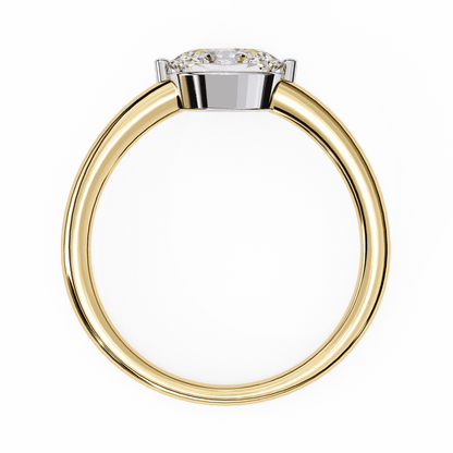 Oval Cut Lab Grown Diamond Solitaire Engagement Ring with East West Setting and Thin Band