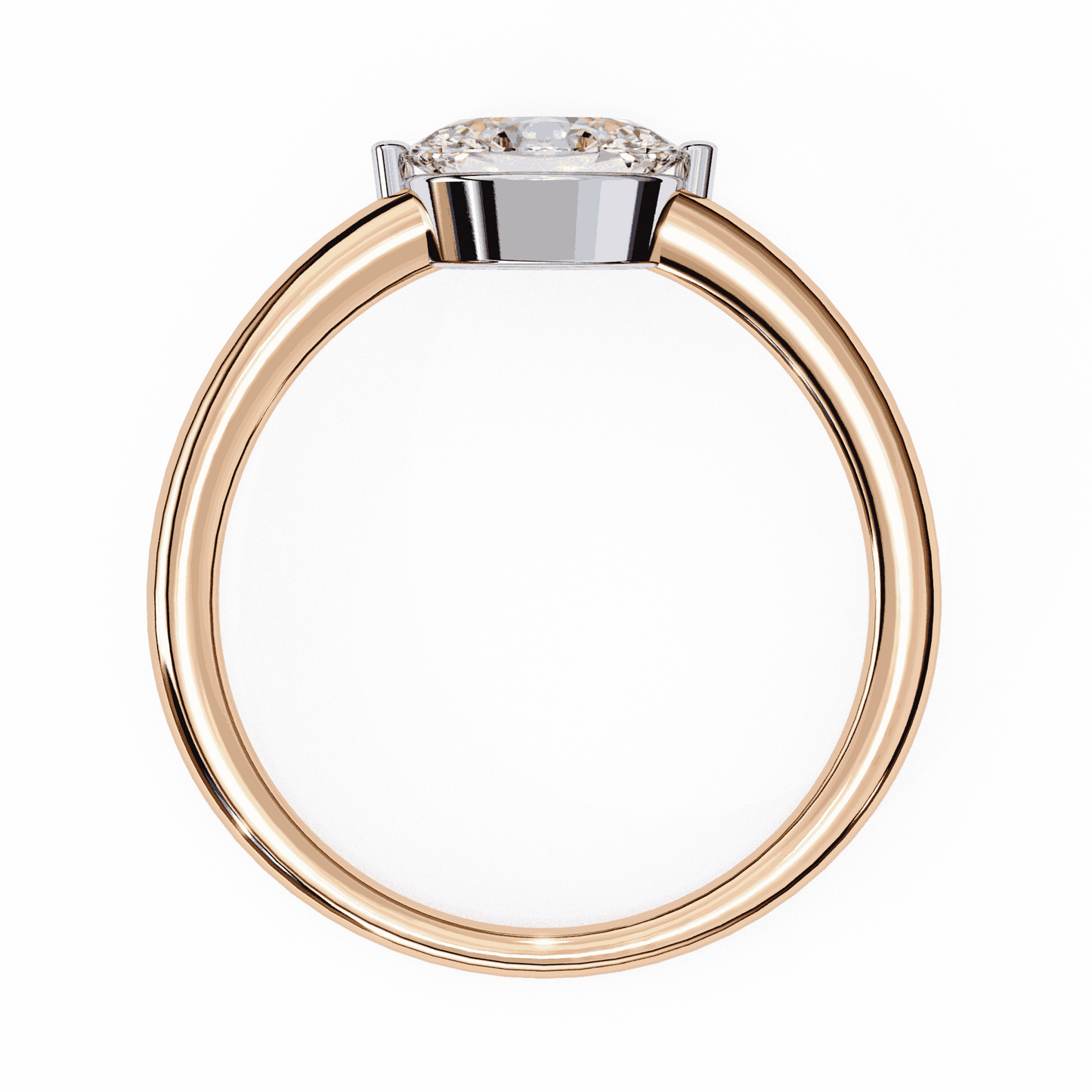 Oval Cut Lab Grown Diamond Solitaire Engagement Ring with East West Setting and Thin Band