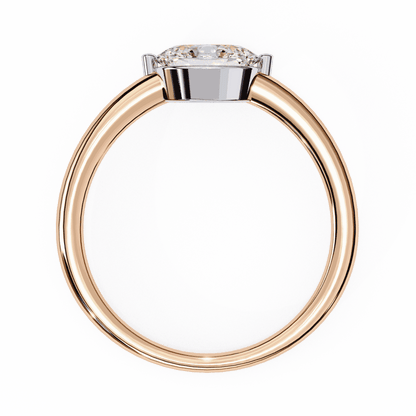 Oval Cut Lab Grown Diamond Solitaire Engagement Ring with East West Setting and Thin Band