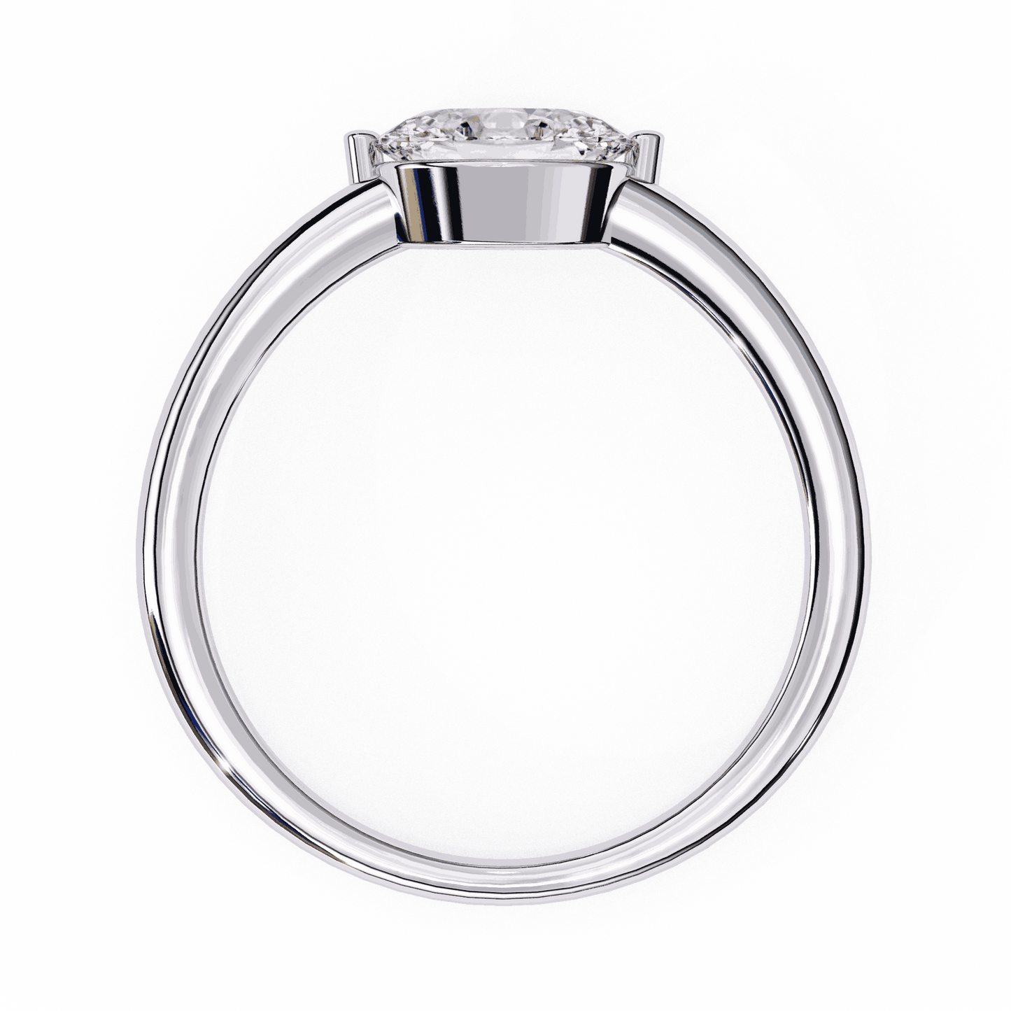 Oval Cut Lab Grown Diamond Solitaire Engagement Ring with East West Setting and Thin Band