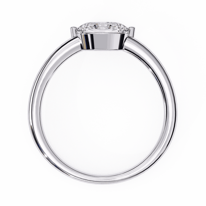 Oval Cut Lab Grown Diamond Solitaire Engagement Ring with East West Setting and Thin Band