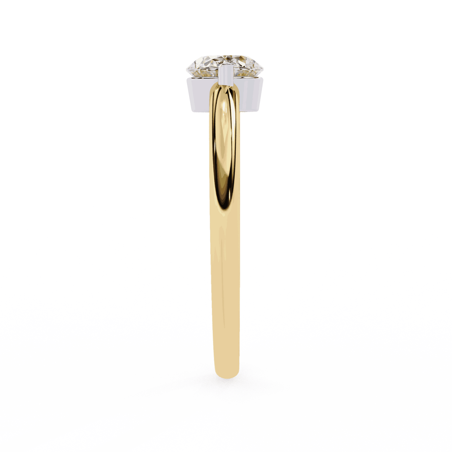 Oval Cut Lab Grown Diamond Solitaire Engagement Ring with East West Setting and Thin Band