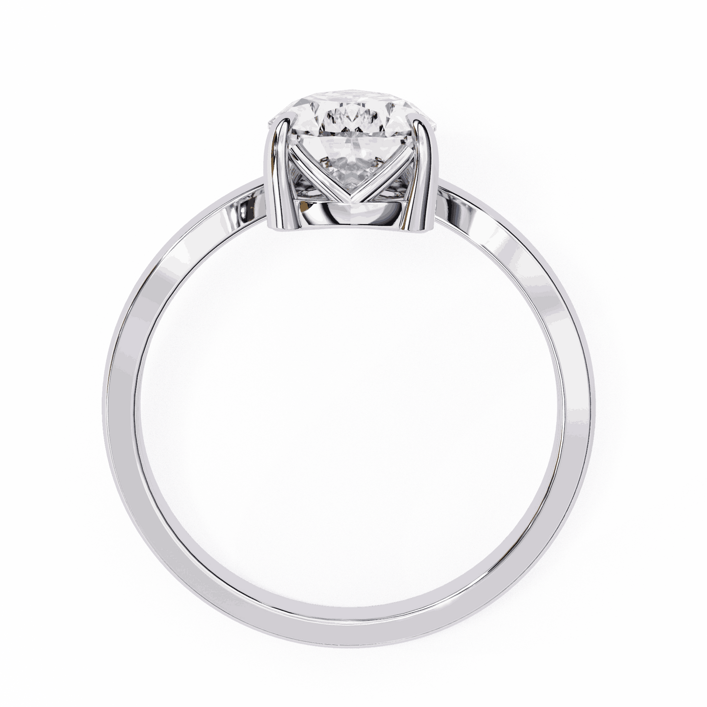 Pear Cut Lab Grown Diamond Side Stone Engagement Ring with Marquise and Round Crown Accent