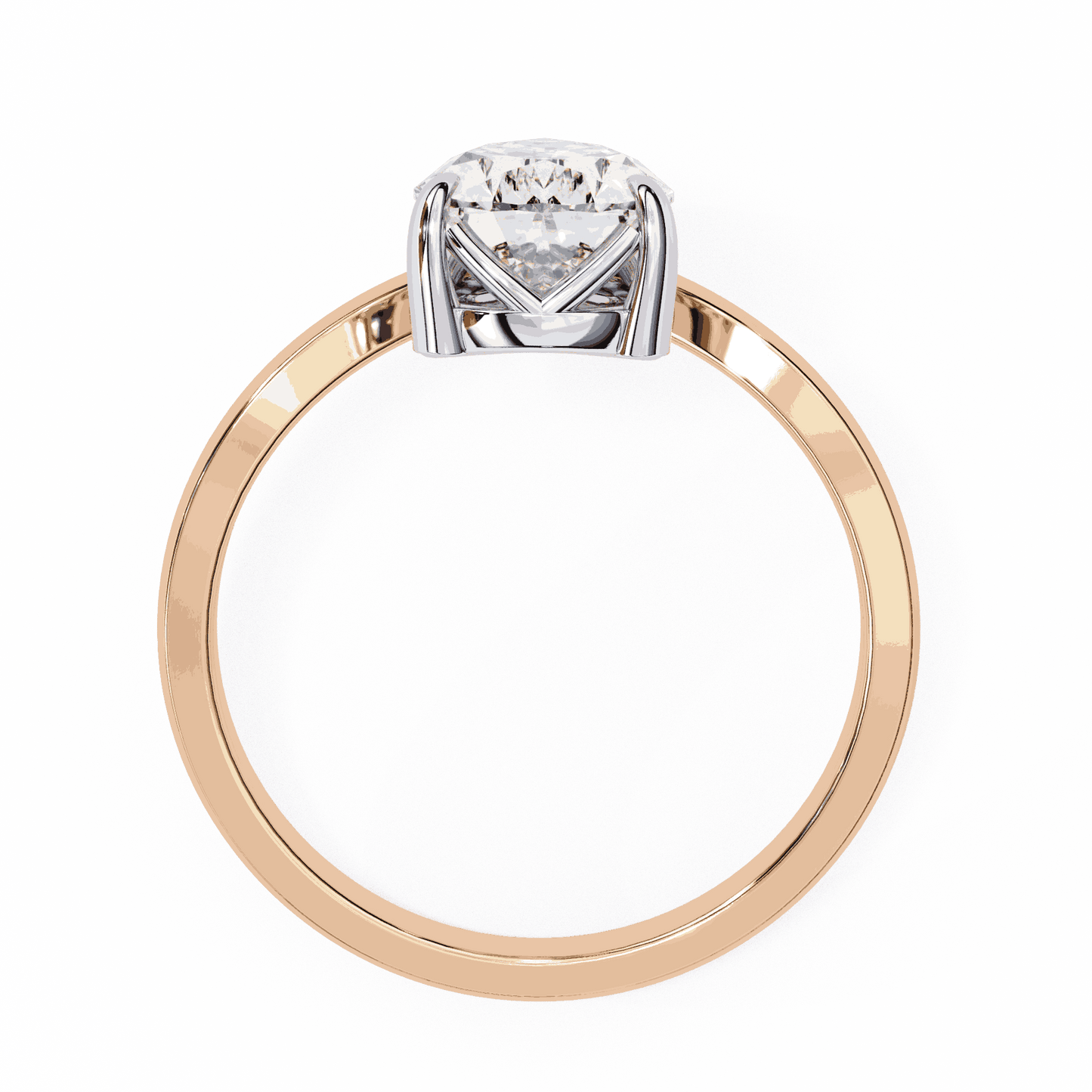 Pear Cut Lab Grown Diamond Side Stone Engagement Ring with Marquise and Round Crown Accent