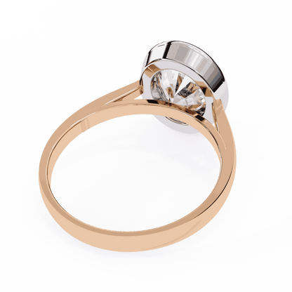 Oval Cut Lab Grown Diamond Bezel Engagement Ring with Plain Tapered Band
