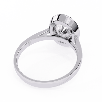 Oval Cut Lab Grown Diamond Bezel Engagement Ring with Plain Tapered Band