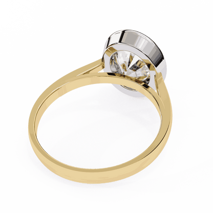 Oval Cut Lab Grown Diamond Bezel Engagement Ring with Plain Tapered Band