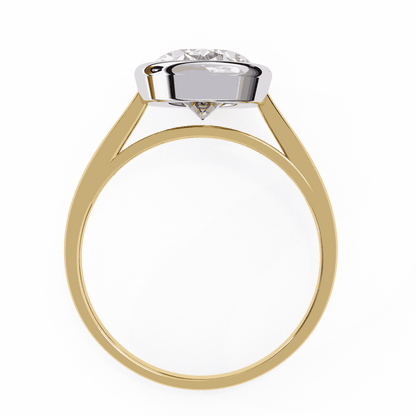 Oval Cut Lab Grown Diamond Bezel Engagement Ring with Plain Tapered Band