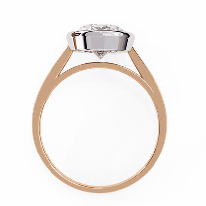 Oval Cut Lab Grown Diamond Bezel Engagement Ring with Plain Tapered Band