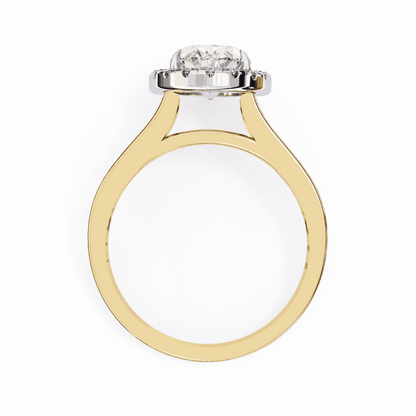 Oval Cut Lab Grown Diamond Halo Engagement Ring with Split Shank Double Pave Band
