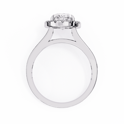 Oval Cut Lab Grown Diamond Halo Engagement Ring with Split Shank Double Pave Band
