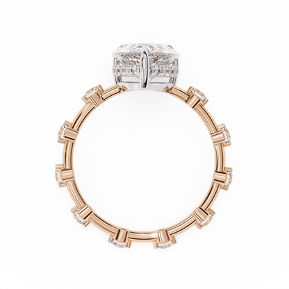 Pear Cut Lab Grown Diamond Solitaire Engagement Ring with Hidden Halo and Spaced Station Band