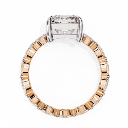 Princess Cut Lab Grown Diamond Side Stone Engagement Ring with Marquise and Round Eternity Band