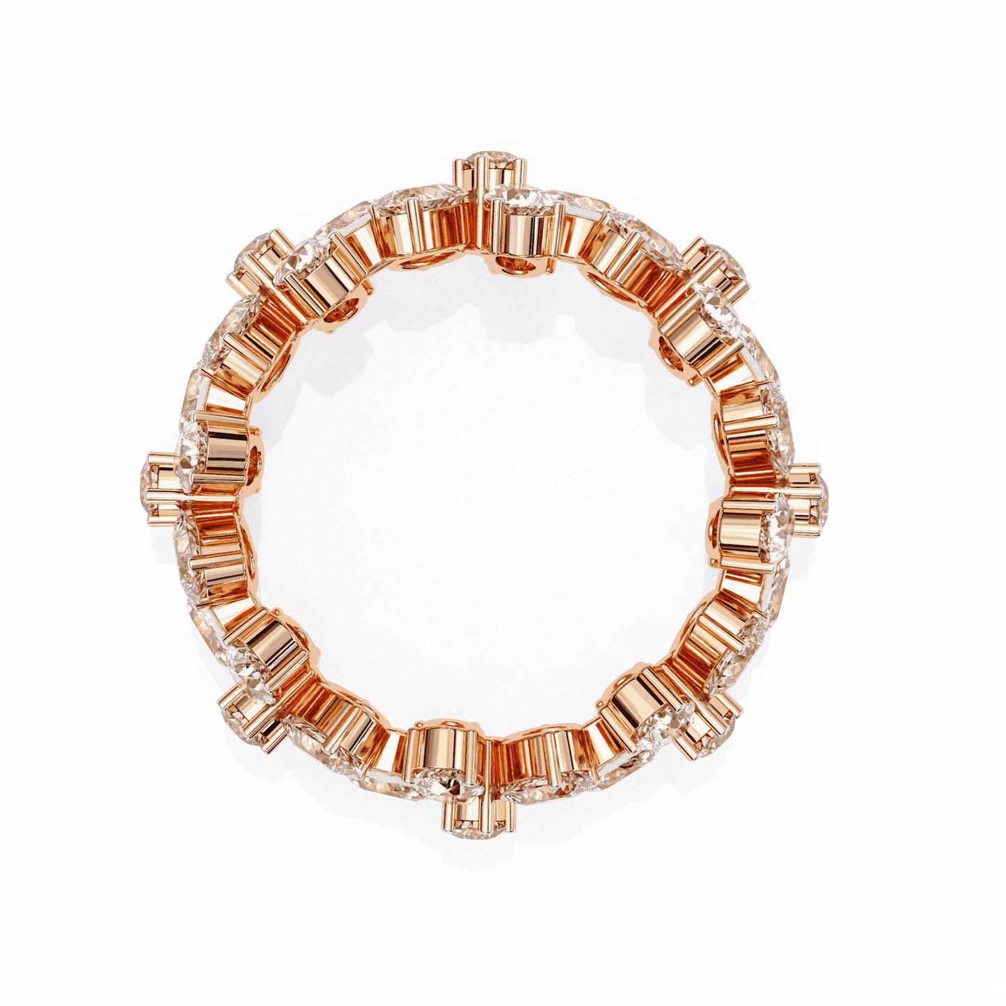 Pear Cut Lab Grown Diamond Cluster Eternity Ring with Floral Petal Motif