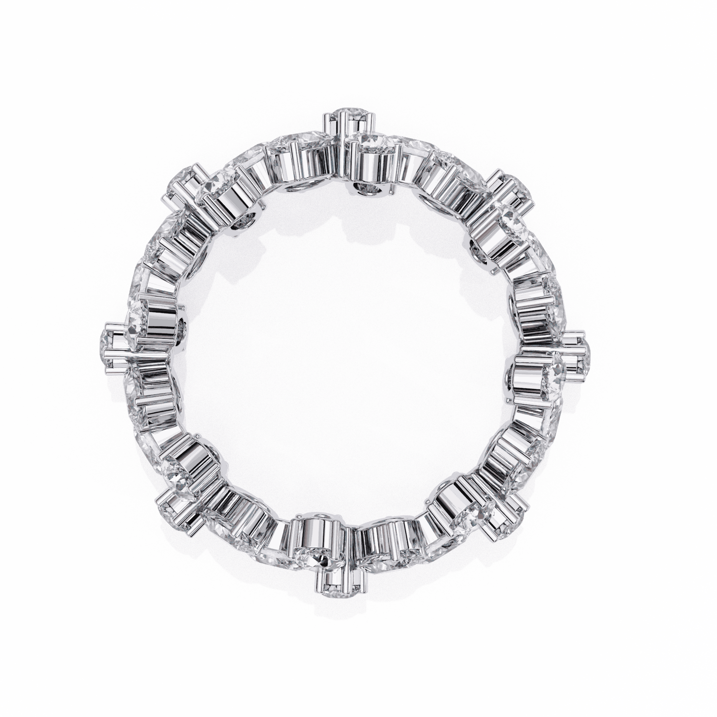 Pear Cut Lab Grown Diamond Cluster Eternity Ring with Floral Petal Motif