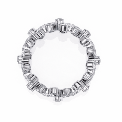 Pear Cut Lab Grown Diamond Cluster Eternity Ring with Floral Petal Motif